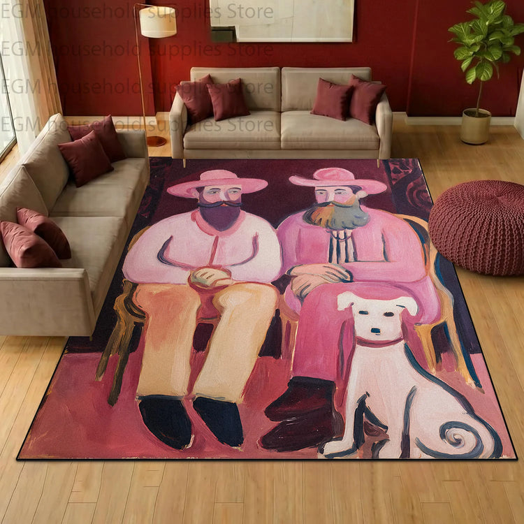 Retro Pop Art Oil Painting Carpet for Living Room Bohemian Home Decor Large Area Rugs Non-slip Washable Bedroom Fluffy Floor Mat