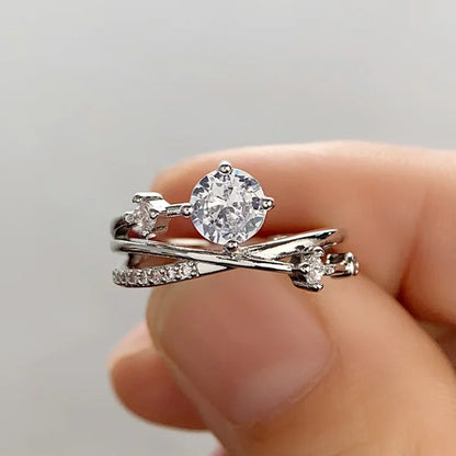 Huitan Wedding Band Eternity Rings Women Brilliant Round Zirconia Luxury Engagement Rings Thin Elegant Female Jewelry Drop Ship