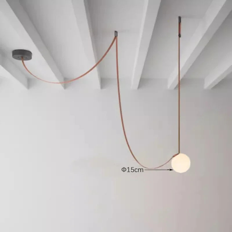 Nordic Leather Chandelier Italian Leather Belt Duplex Staircase Living Room Hotel Restaurant Decoration LED Lamps Pendant Lights
