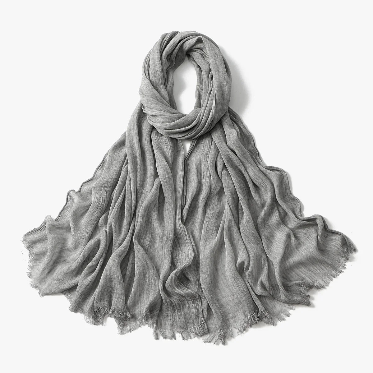 Fashion Crinkle Cotton Royan Hijab Scarf for Muslim Women Islamic Long Soft Shawls Wraps Short Tassel Bufanda Accessories