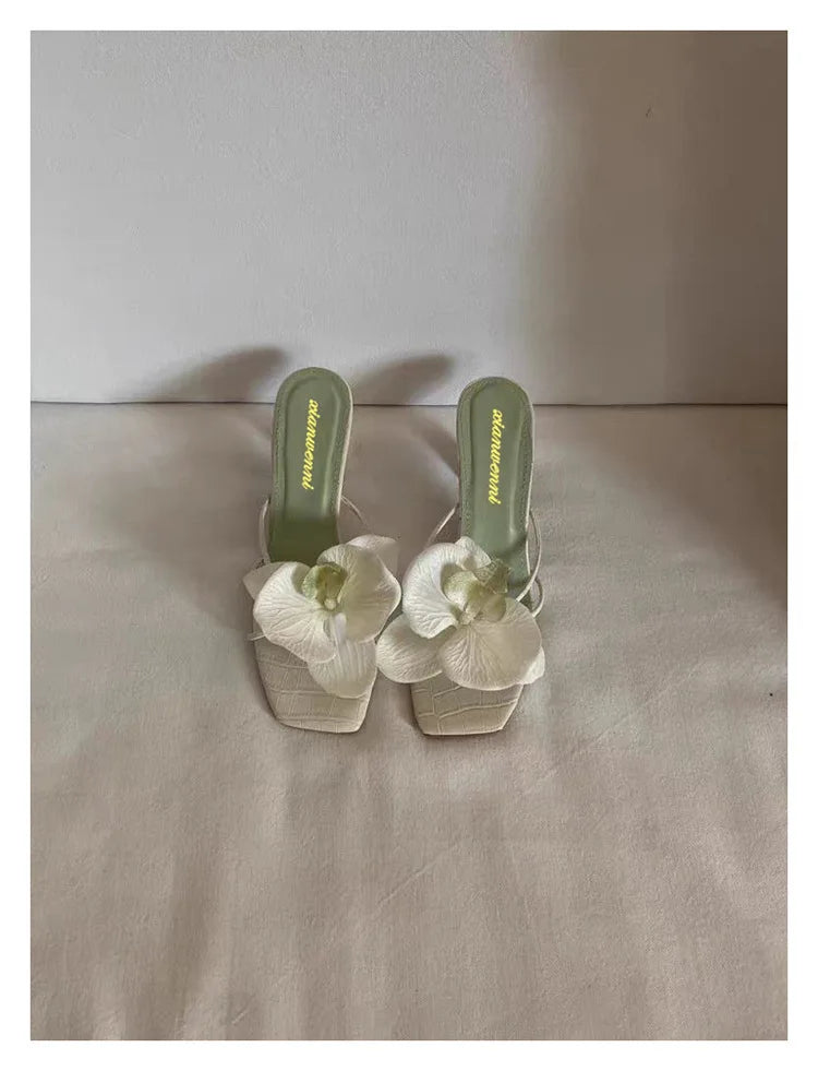 Spring and Autumn New Luxury Women's High Heels Sandals Elegant Style Flower Toe High Heels Slippers Casual Summer Women's Shoes