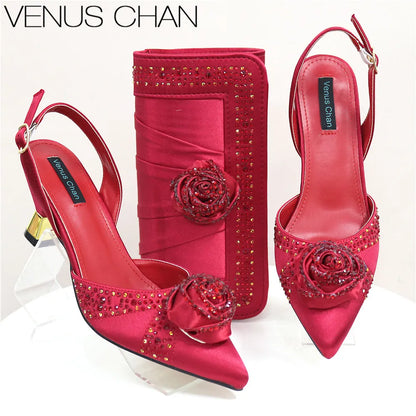 Doershow Beautiful High Quality African Style Ladies Shoes And Bags Set Latest Silver Italian Shoes And Bag Set For Party