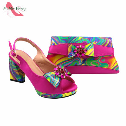 2024 New Design Italian Women Shoes and Bag to Match in Super High Heels in Yellow African Ladies Sandals for Wedding Party