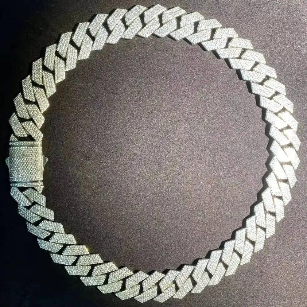 22MM Custom Hip Hop Moissanite Diamond 925 Cuban Link Chain Heavy Cuban Chain for Anniversary Iced out Jewelry