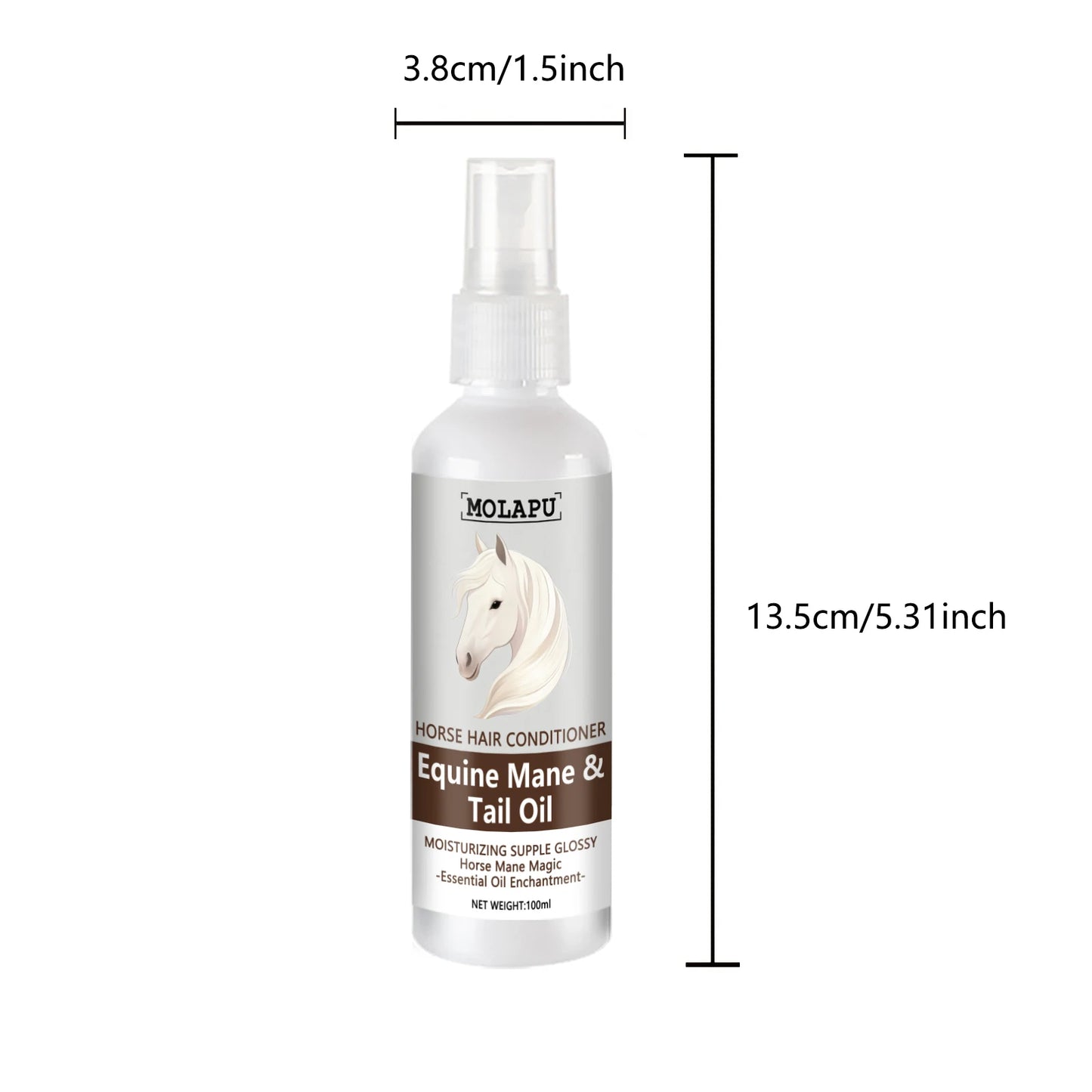 Horse Care Oil - Instant Detangler & Smoothing Mane Conditioner, Plant-Based Horsehair Oil for All Breeds and Foals, Shining Detangling Spray, Suitable for Braiding, Bun Making, Performances, and Daily Grooming