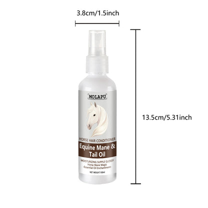 Horse Care Oil - Instant Detangler & Smoothing Mane Conditioner, Plant-Based Horsehair Oil for All Breeds and Foals, Shining Detangling Spray, Suitable for Braiding, Bun Making, Performances, and Daily Grooming