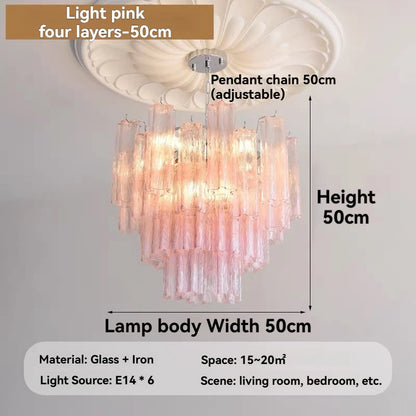 Designer Murano Ceiling Chandeliers Pink Colorful Glass LED Hanging Pendant Lights for Living Dining Room Bar Villa Art Lighting