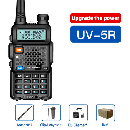 1PC Portable Handheld Walkie Talkie Baofeng High Quality EU Plug UV-5R 128 Channels 3-5KM Long Range FM Radio Communication
