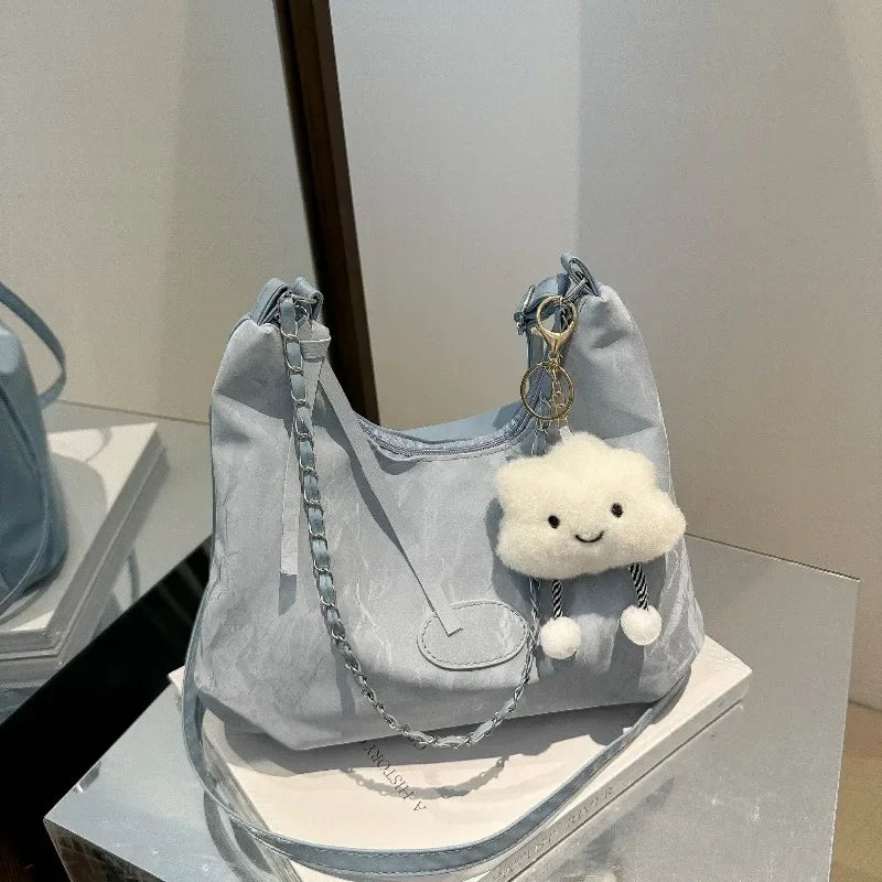 New Summer Chain Commuting Bag, Casual Student Soft Face Large Capacity Bag for Women, Fashion Single Shoulder Crossbody Bags