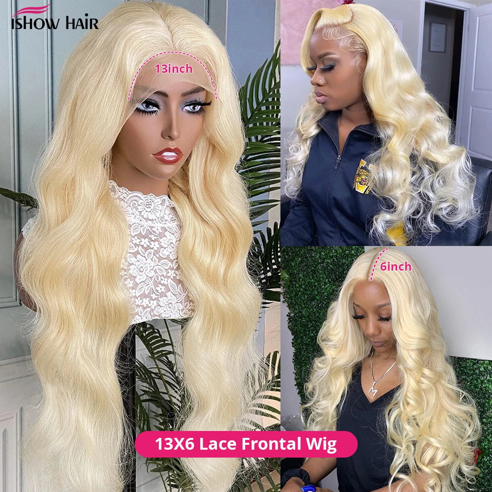 Ishow 613 Full Lace Human Hair Wig Body Wave Blonde Lace Front Wig Brazilian Human Hair 30 inch 13x4 Lace Frontal Wig For Woman
