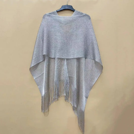 Summer Sun Protection Scarf Gold Silver Tassels Wedding Scarf Elegant Temperament Dresses Shawls for Women