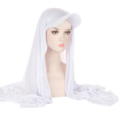 Trendy Musilm Women Jersey Hijab with Base Ball Cap Summer Sports Cap Ready To Wear Instant Jersey Sport HIjabs