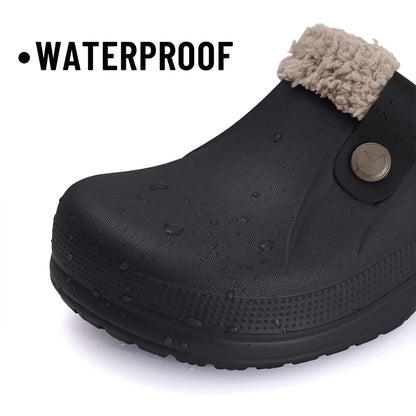 Smile Winter Fuzzy Slippers for Women Men Indoor Outdoor Fur Lined Clogs Waterproof Warm House Slippers Garden Clogs Light Shoes