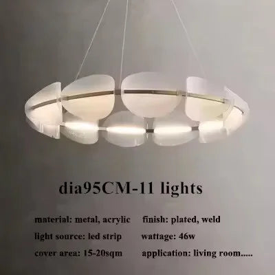 Nordic Leaf Chandelier Modern Acrylic Ring Light Living Dining Room Lighting Decor Home Bedroom Kitchen Hanging Lights Luminaire