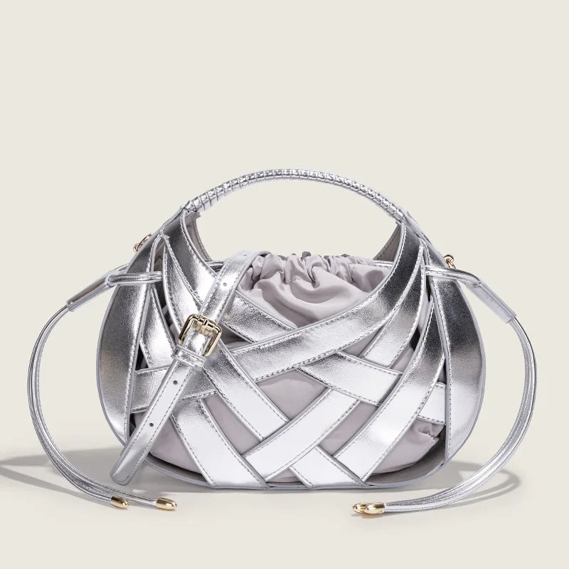 Fashion Woven Hollow Women Handbags Luxury Designer Ladies Shoulder Messenger Bag Small Totes Tassel Lady Composite Bag Burgundy