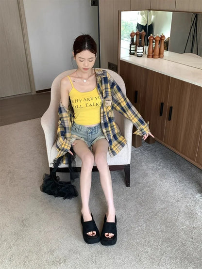 Women Platform Slippers Fashion Wedge Heeled Sandals Luxury Suede Casual Slides Summer New Beach Shoes for Women Sandalias Mujer