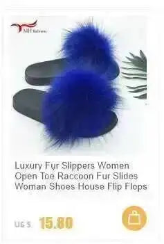 Real Raccoon Fur Slippers For Women 2026 Summer Fluffy Indoor House Fuzzy Flat Slides Outdoor Fashion Beach Sandals Flip Flops