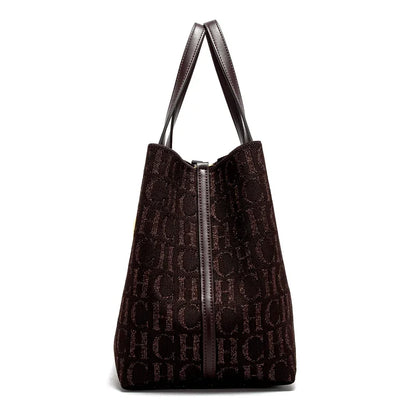 CH Women's Shoulder Bag Simple Solid Color Gold Letter Printed Design Women's Large Capacity Daily Commuter Bag Women's Handbag