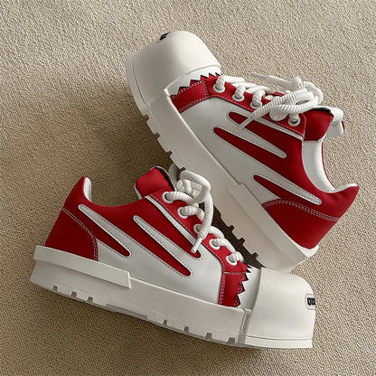 Women Men Sneakers Low-top Big-head Canvas Thick-soled Heightening Versatile Unisex Leisure Trendy Shoes Men Chunky Trainers