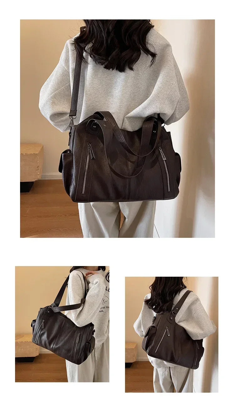Soft Interior Compartment Shoulder Bags 2024 High Quality Contrasting Colors Bags for Women Fashion Zipper Pu Women's Handbags