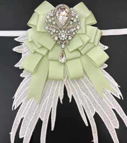 Luxury Rhinestone Mesh Wing Bow Brooch  Elegant Banquets Dress and Wedding Shirts Lapel Flower Bow Tie  Unisex Gift Accessory