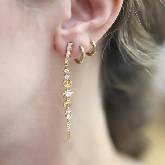 925 Sterling Silver Needle Long Chain Stud Earrings For Women Exquisite Zircon Geometric Tassel Pendant Earrings Luxury Jewelry