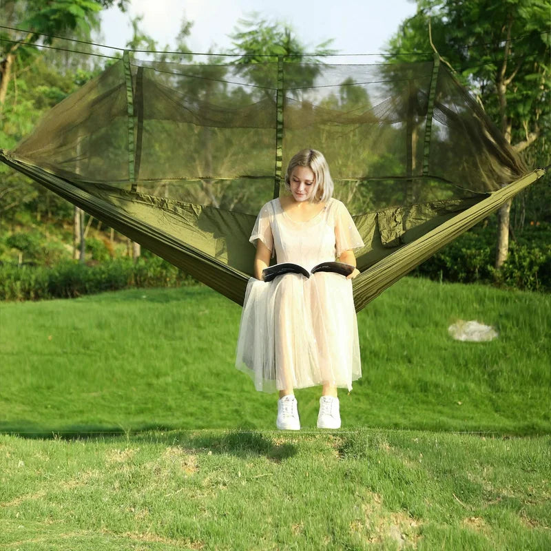660lbs Portable Double Person Camping Hammock Tent with Mosquito Net Hanging Bed