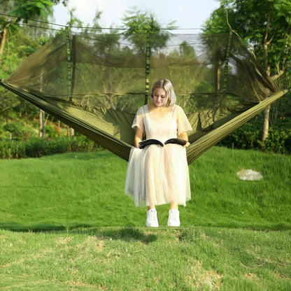660lbs Portable Double Person Camping Hammock Tent with Mosquito Net Hanging Bed