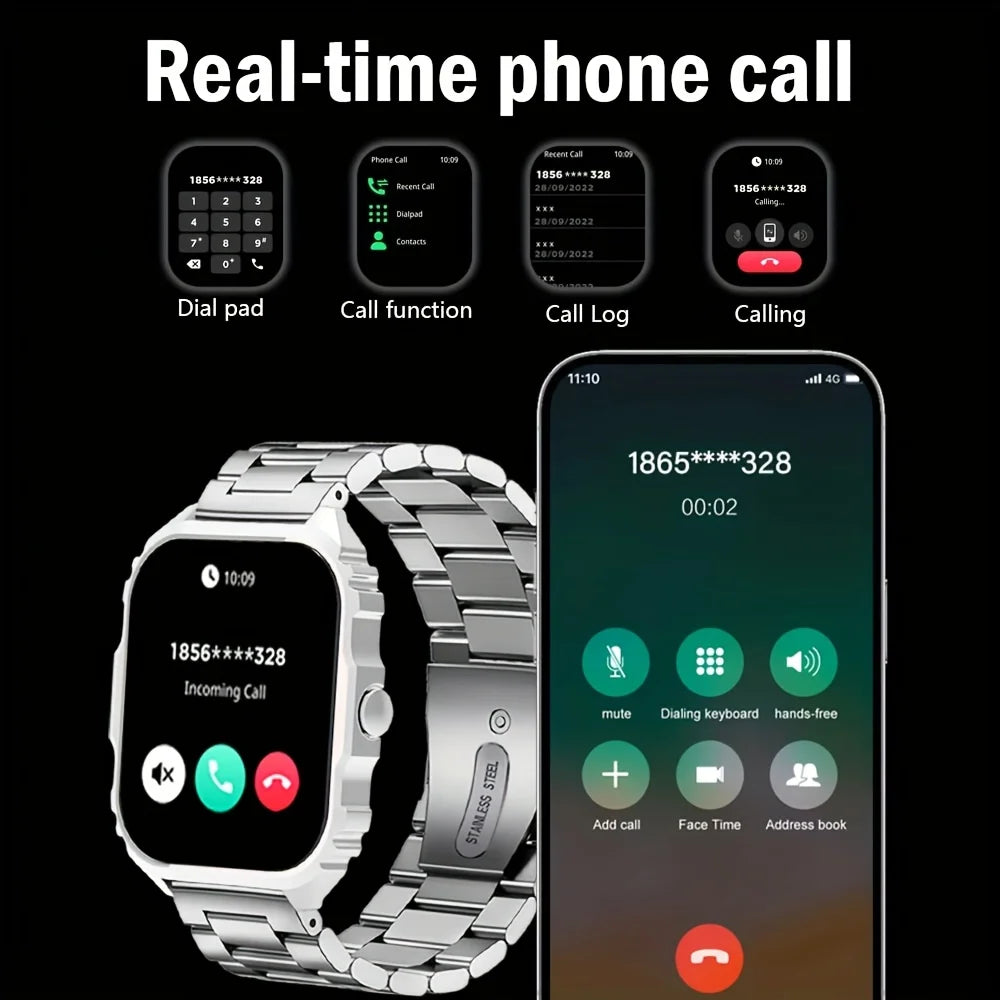 Smart Watch，1.84-Inch Large Square Screen, with Multi-Sports Mode/Call Reminder/Music/Photography And Other Super Functions