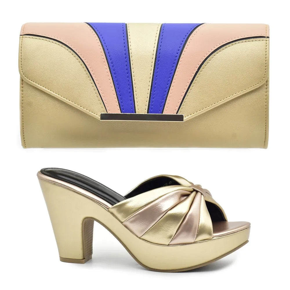 Italian Shoes and Bags Matching Set High Heels Women Wedges Shoes for Women Nigerian Party Women with Bag Set Plus Size Heels 42