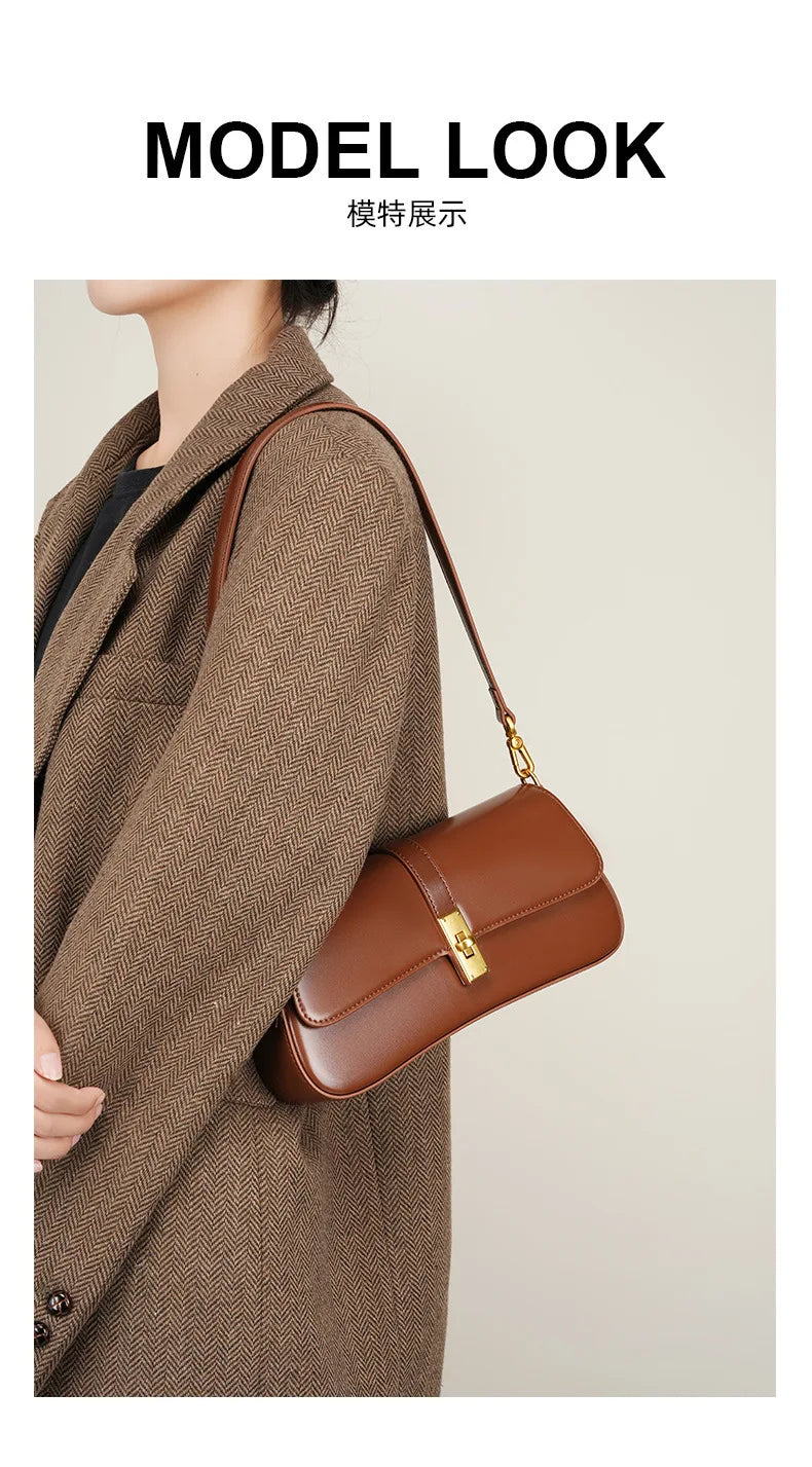 YANATARI Underarm Cowhide Genuine Leather Handbags Women Vintage Shoulder Bag Female Crossbody Bags Luxury High Quality 2025