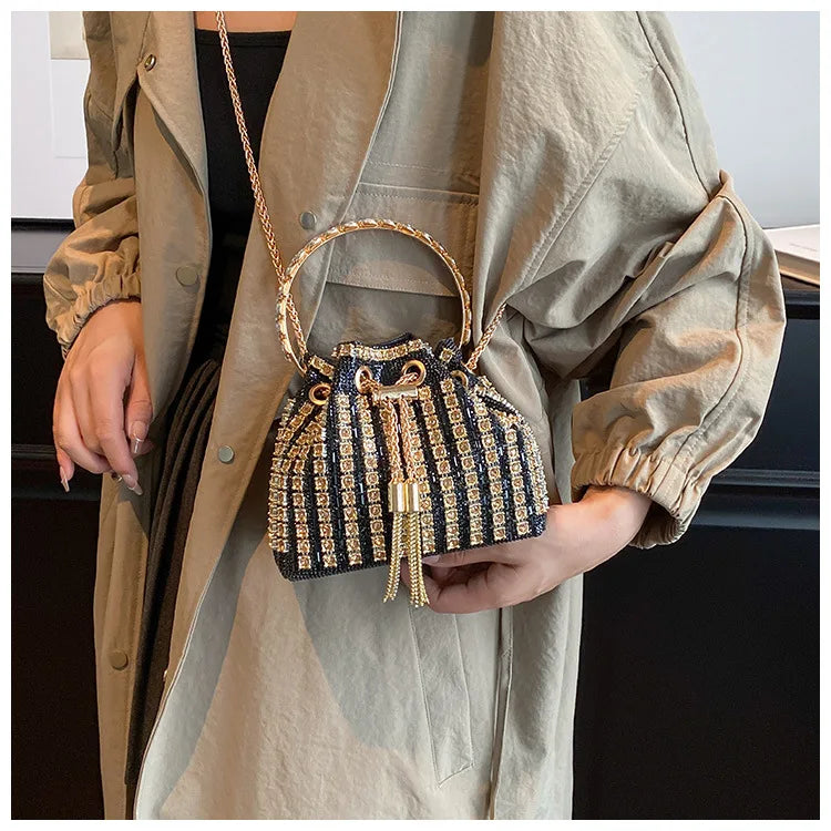 luxury Designer purses and handbags bags for women bucket clutch purse evening banquet bag Crystal rhinestone shoulder bag