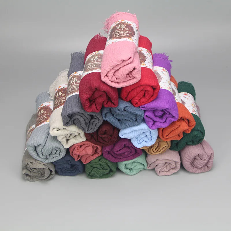 Solid Color Women Cotton Linen Scarf Shawl Hijabs Muslim Headscarf Scarves Head Wraps Female Foulard Pashmina