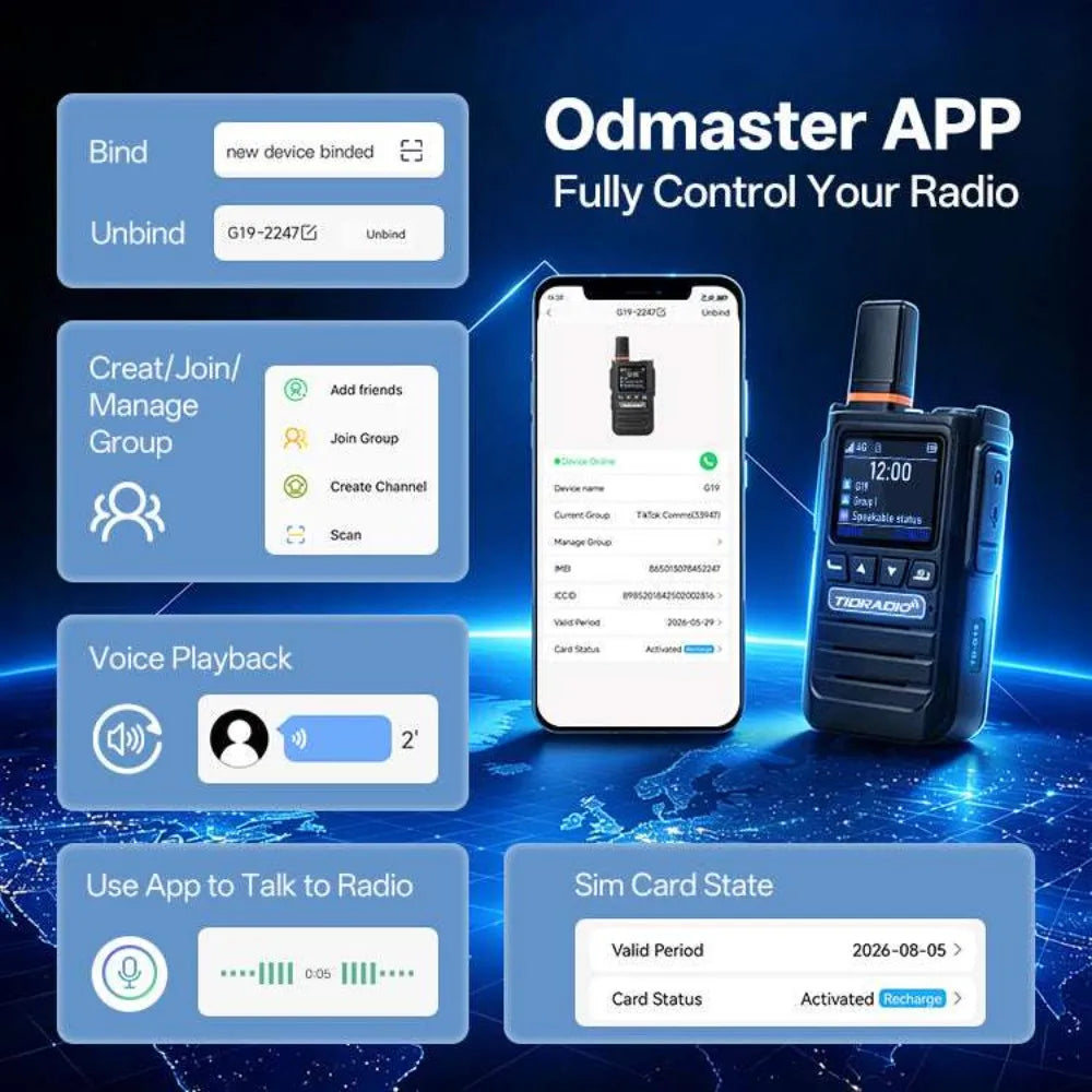 TIDRADIO TD-G19 Global POC Radio AI Noise Canceling Wireless Accessories 4G Walkie Talkie Long Range PTT Group Call Loud Audio