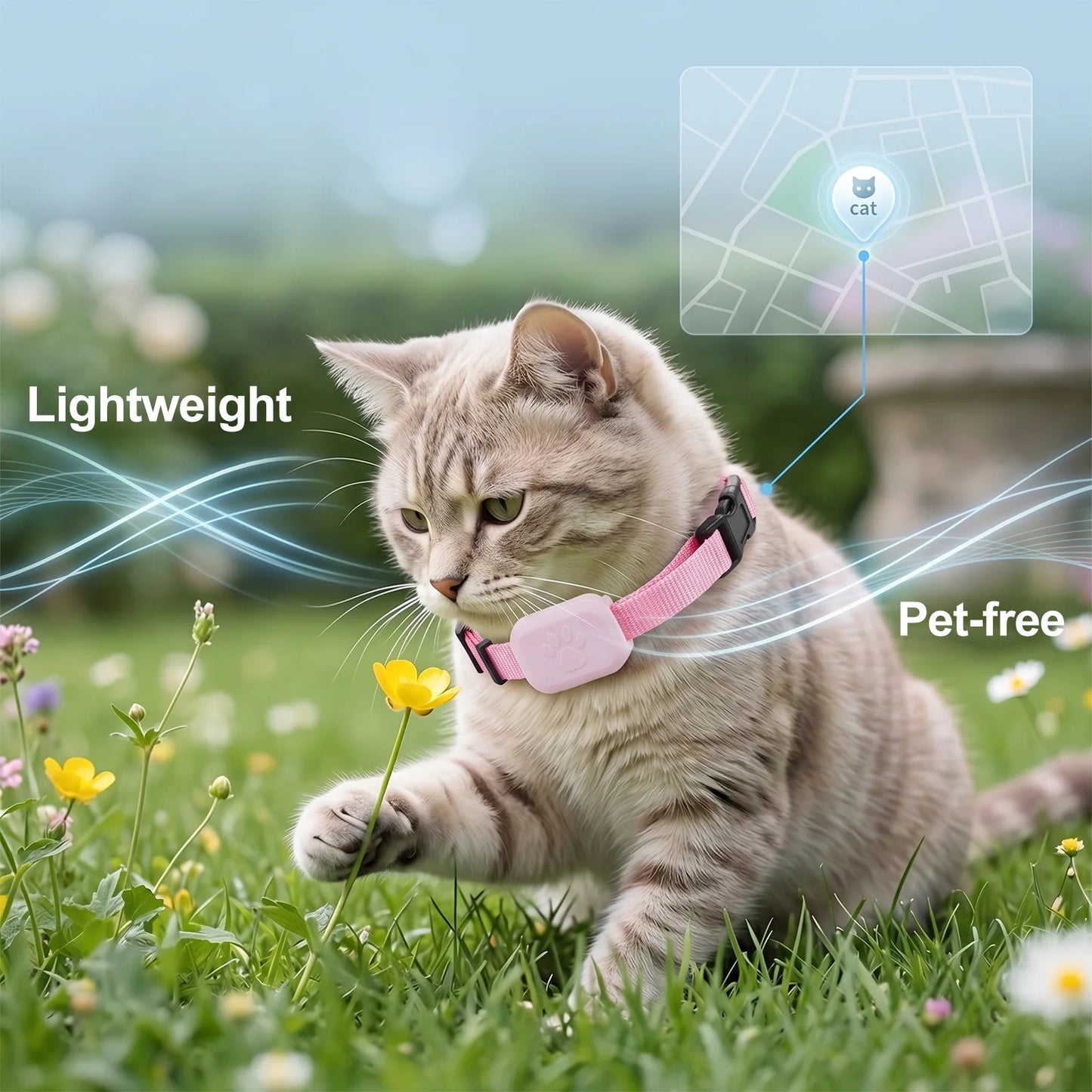 Remote Pet GPS Tracker Waterproof Real-Time Tracking Movement Alert Collar Anti-Lost Dog Cat Global Locator for Apple Find APP