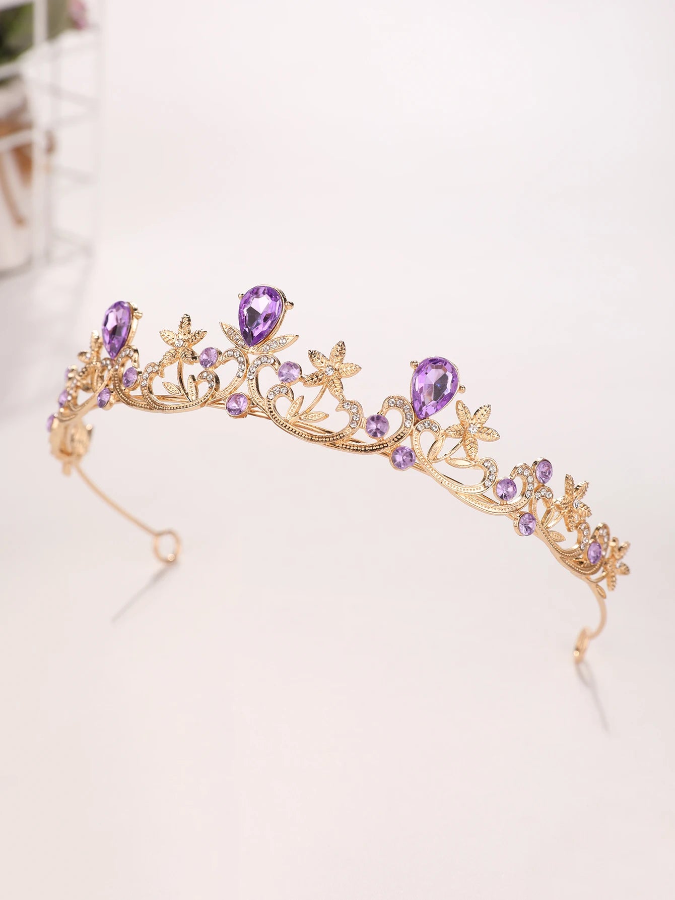 Golden Rose Gold Red Diamond Crown for Bridesmaid Headpiece Light Luxury Style Red Crystal Hairband. Wedding Dress, Formal Wear