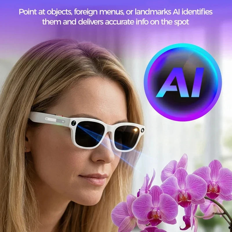 2026 4K HD Color Changing AI Smart Glasses Chat GPT 100MP Camera Bluetooth Call Voice Assistant Control Smart Glasses 2026 New
