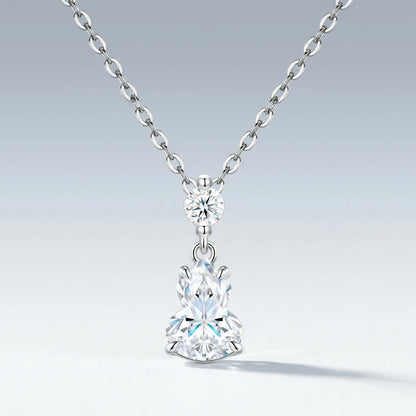 925 Sterling Silver Moissanite Pendant Necklace Sparkling D VVS1 Chain Exquisite Gourd Shape Design Moissanite Gemstone Necklace For Women Wonderful Birthday Engagement Anniversary Valentine’S Day Gift For Girl Friend Wife