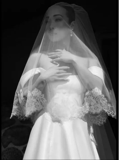 High Quality、Lace Edge 2T Wedding Veil with Comb Luxury 2 Layers Bridal Veil