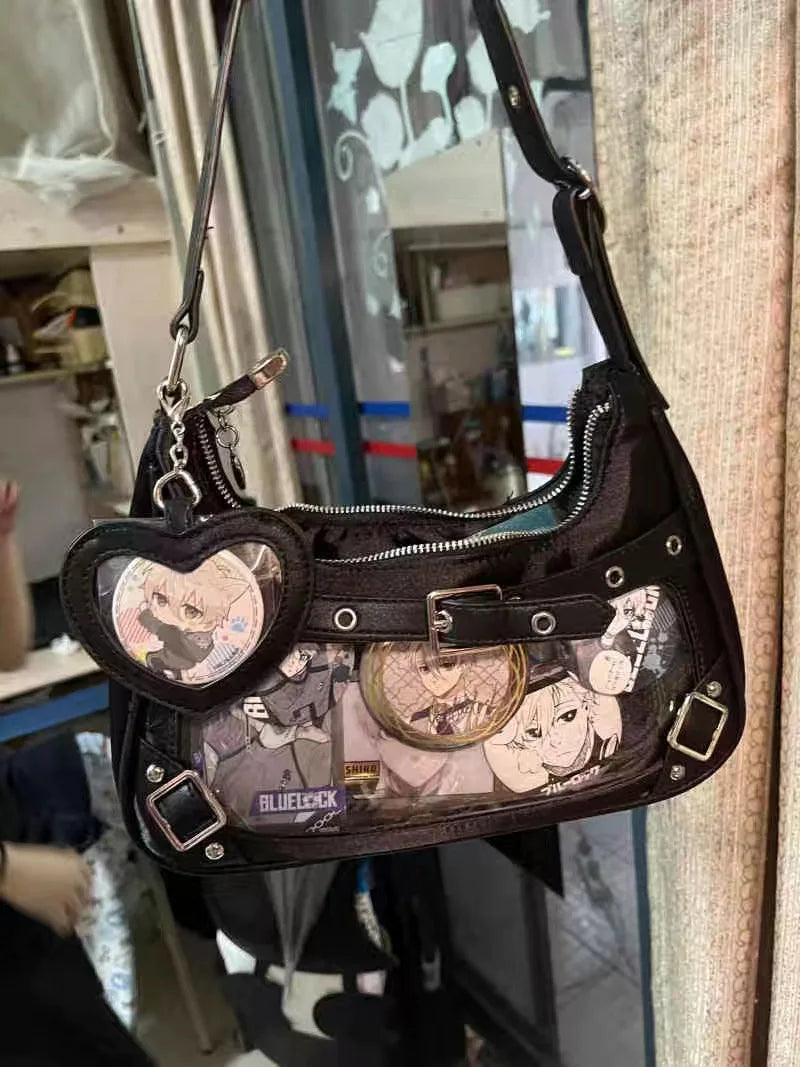 Inner Spicy girl small ITABAG ancient shoulder bag New trendy Y2k Japanese ita bag PU +Nylon cloth women's bags