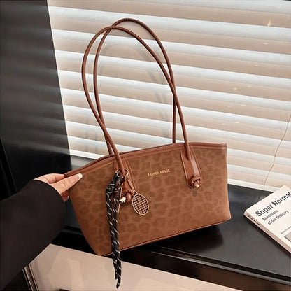 Luxury Design Leopard Print Underarm Shoulder Bags Large Capacity Retro Tote Bag PU Leather Women's Handbags Travel