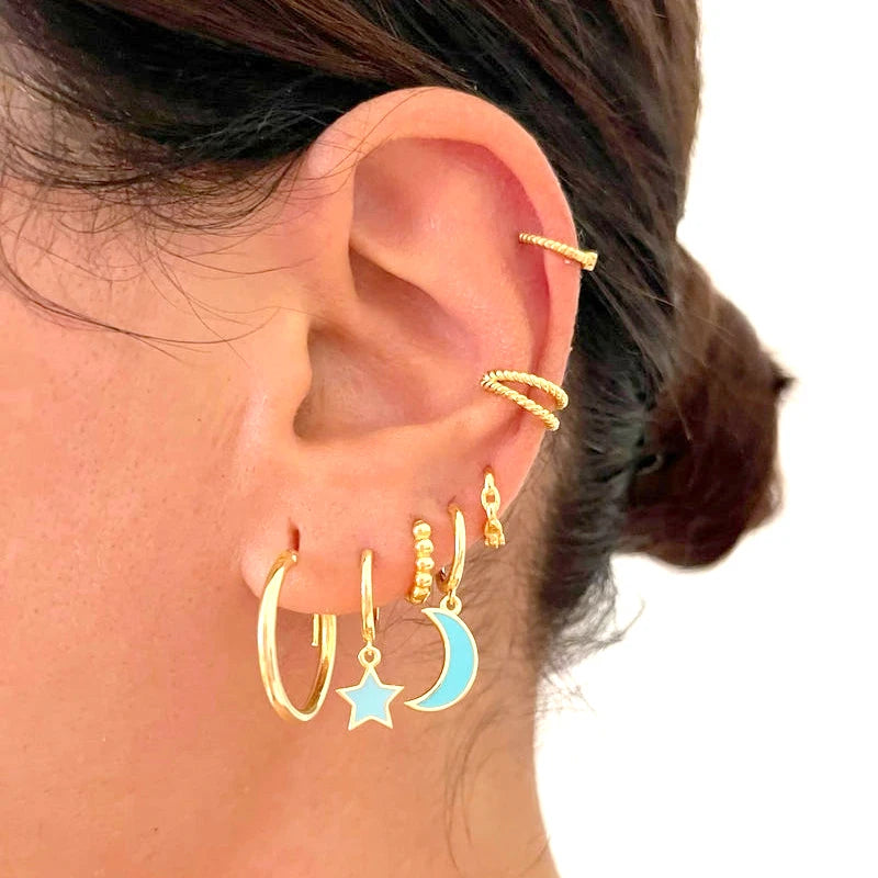 925 Sterling Silver Needle Light Blue Zircon Stud Earrings for Women Fashion Blue Enamel Pendant Earrings Luxury Jewelry Gifts