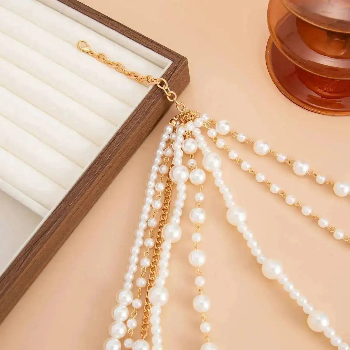 KunJoe Luxury Multilayer Imitation Pearl Long Tassel Necklace for Women Bridal Elegant Pendant Sweater Chain Wedding Jewelry New