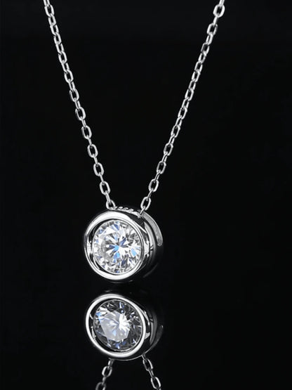 1ct Moissanite Necklace for Woman 925 Sterling Sliver Round Diamond Pendant Engagement Wedding Party Fine Jewely New