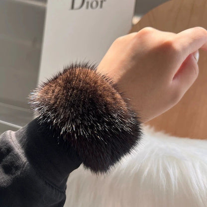 2026  Real Mink Fur Cuffs Sex Hand Arm Warmers Natural Mink Fur Cuffs Wristbands Female Warm Rabbit Hair for Women Manga