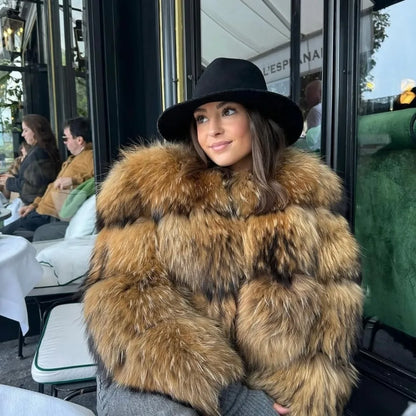 OFTBUY Wholesale Natural Raccoon Fox Fur Coat New High Quality Winter Jacket Women Fluffy Real Fur Clothing Outerwear Streetwear