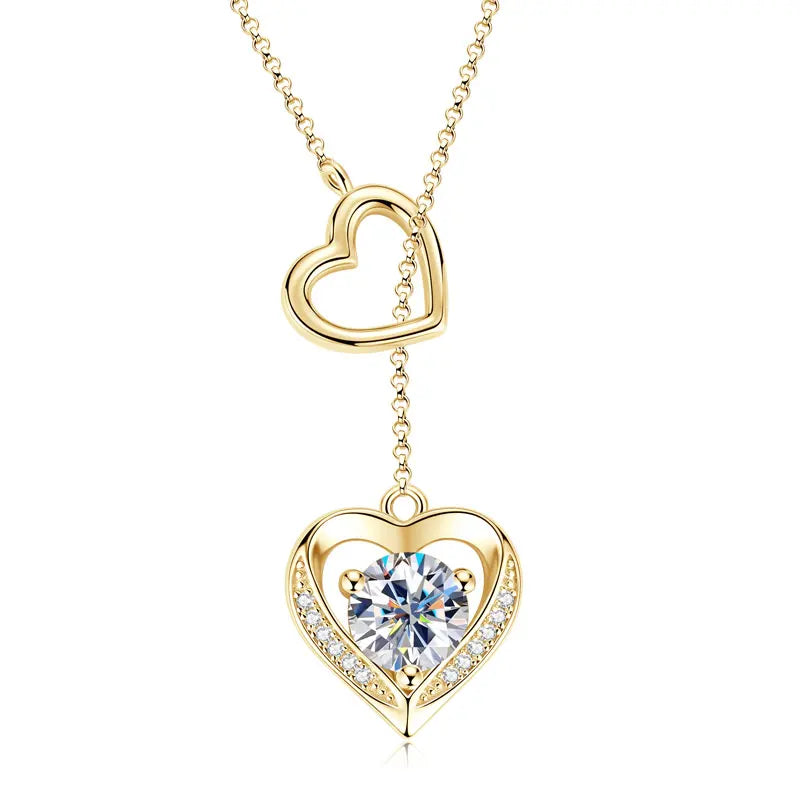 OXTAO Original Moissanite Heart Shaped Necklace Women's Necklace 925 silver Sparkling Lab Diamond Valentine's Day Jewelry Gift