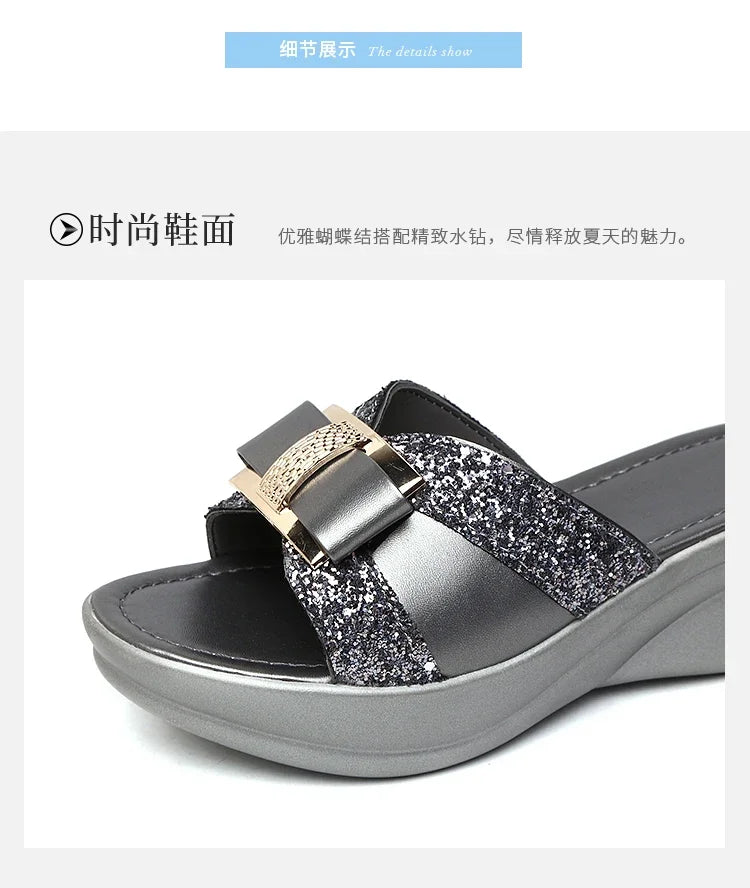 2024 Summer Women's Open Toe Casual Slippers Women Fashion Platform High Heel Female Slides Shoes Comfortable Wedge Sandals
