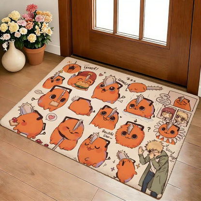 C-Chainsaw Man Floor Mat Cozy Flannel Soft Thick Non-Slip Mat for Living Room Bedroom Kitchen Decor Rugs