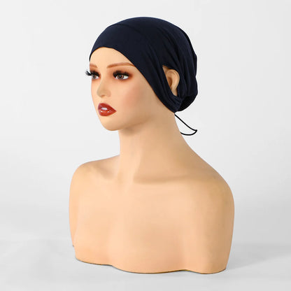 Jersey Cotton Muslim Women Under Hijab Cap With Ear Hole Inner Hijab Cap Round Forehead Underscarf Bonnet Femme Musulman